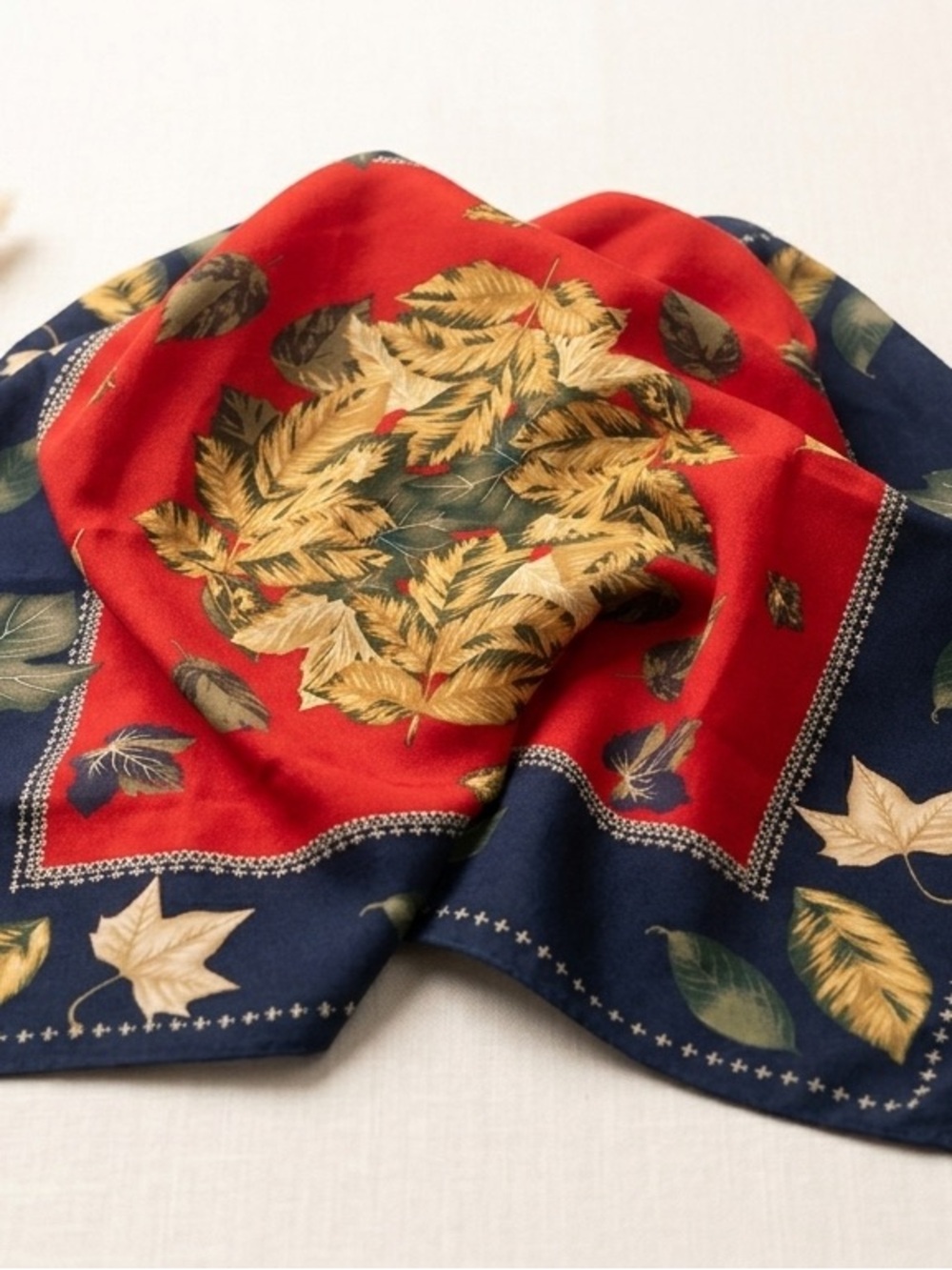 Vintage Liz Claiborne Autumn Leaf Print Scarf